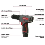 Taladro inalambrico Hyper Tough 12V Max de 50 Piezas - Imagen 7