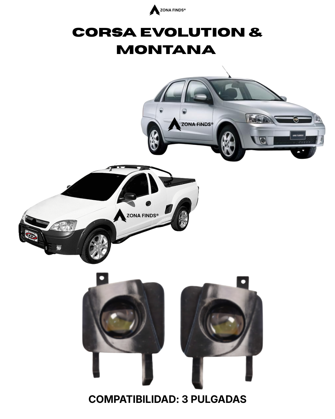 14 Bases para Exploradoras Tipo Lupa Chevrolet Corsa Evolution / Montana (Ajuste Original) - Imagen 1