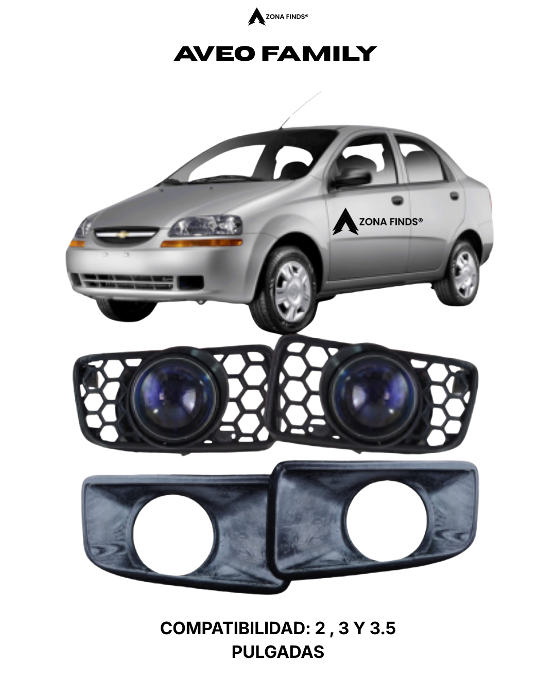 17 Bases para Exploradoras Tipo Lupa Chevrolet Aveo Family (Ajuste Original) - Imagen 1