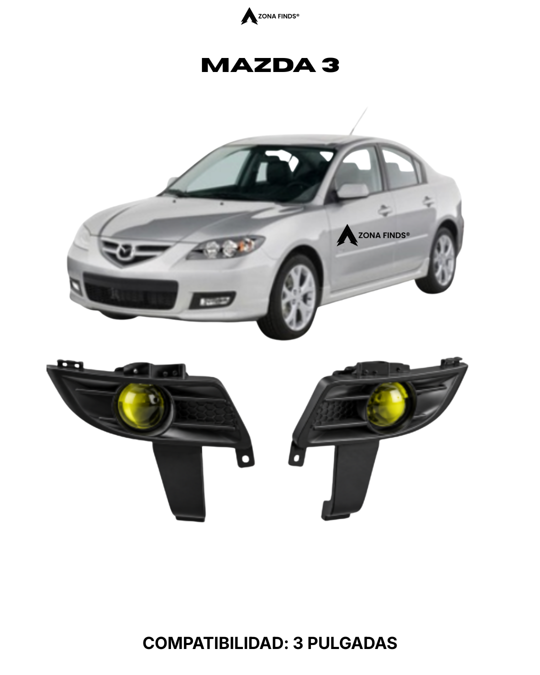 4 Bases para Exploradoras Tipo Lupa – Mazda 3 (Ajuste Original) - Imagen 1
