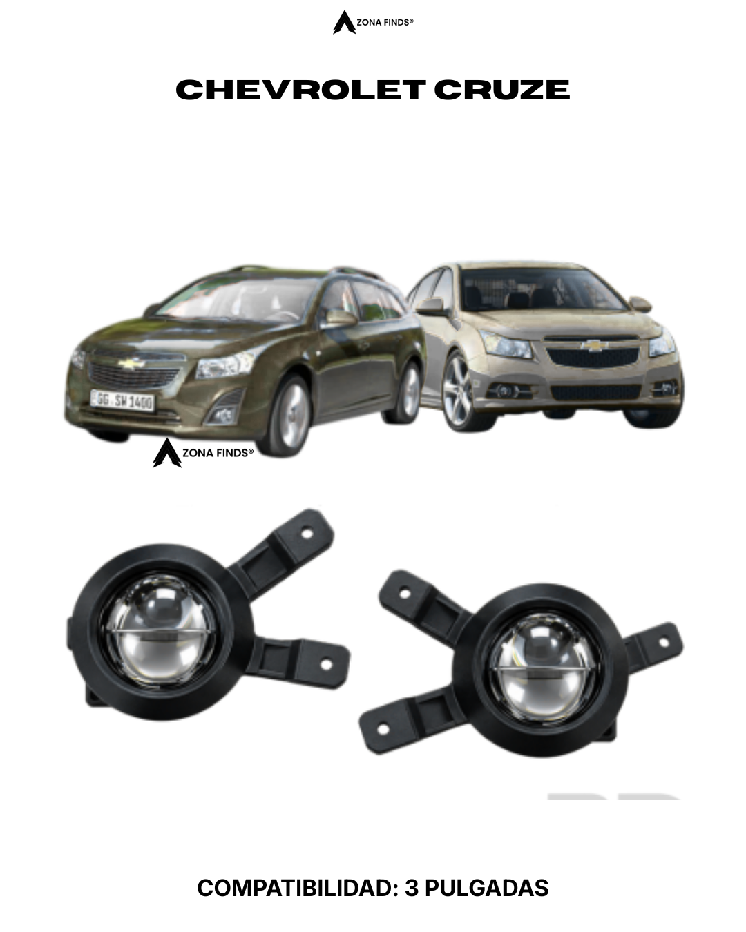 6 Bases para Exploradoras Tipo Lupa – Chevrolet Cruze (Ajuste Original) - Imagen 1